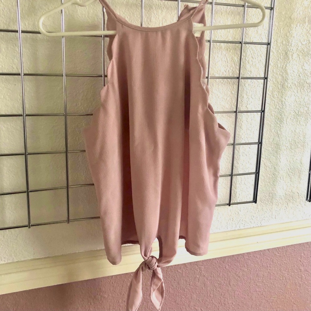 New blush pink scallop tank top blouse